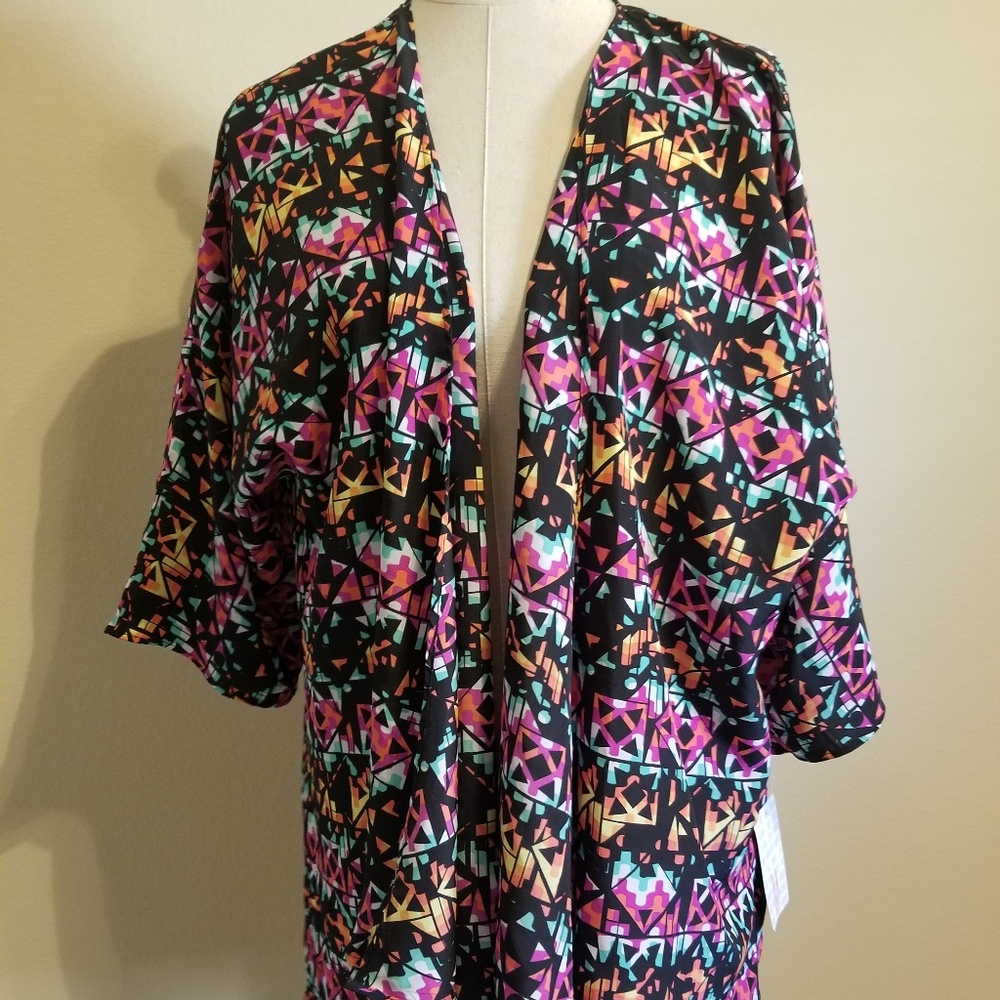 LuLaRoe Lindsay Kimono Open Cardigan Size M Black - Picture 1 of 3